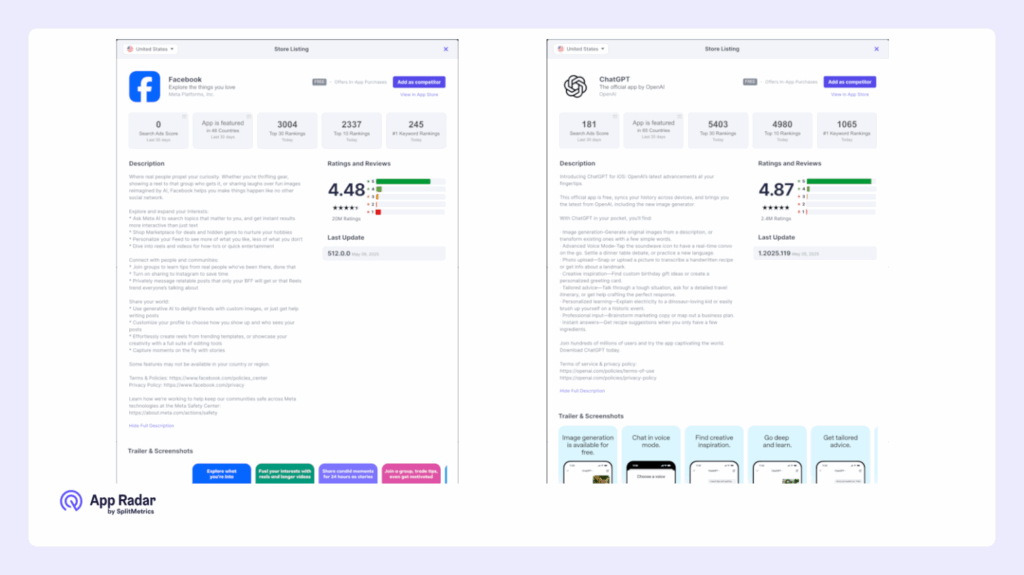App description, ASO, product page preview from App Radar, sourced from the App Store