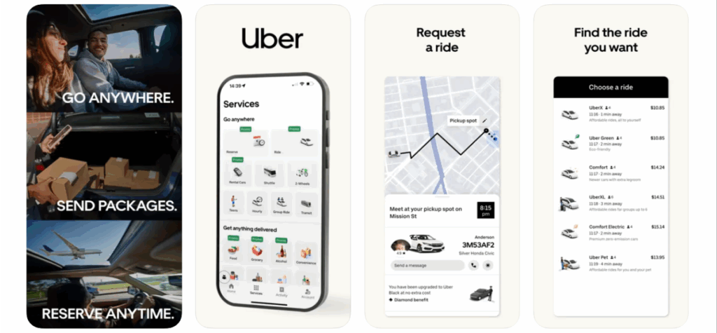 iOS app screenshots - Uber
